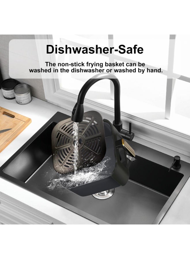 الحلم قلاية هوائية كبيرة 8 لتر مع نافذة عرض، طهي بدون زيت، 1350 واط، شاشة لمس، 8 وظائف ذكية، سلة قابلة للغسل في غسالة الصحون، مؤقت ذكي – أسود - Image 2